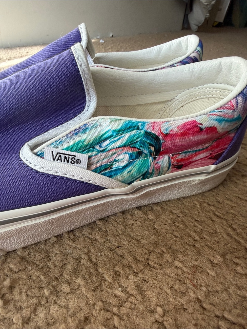 Vans Slip-On Sneakers in Purple with custom “water color” inspired trim - Picture 3 of 6